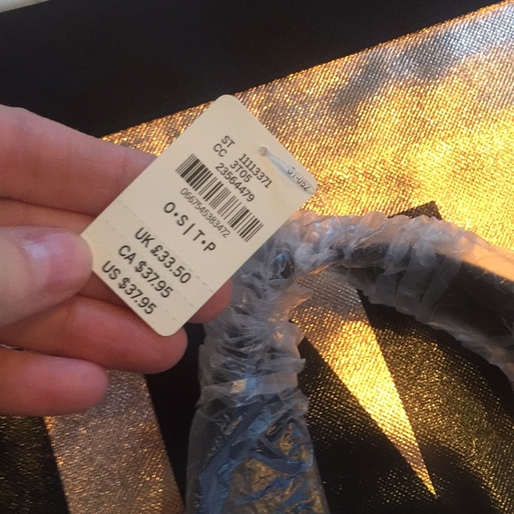 NWT PINK Victoria Secret metallic bag gold blck - Picture 5 of 8